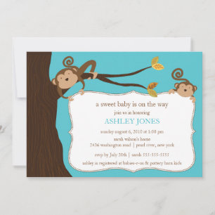 Safari Monkey Baby Shower Invitation
