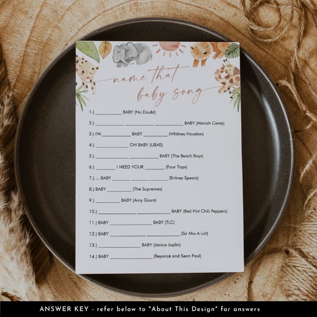 SAFARI Name That Baby Song Game Card (Creator Uploaded)