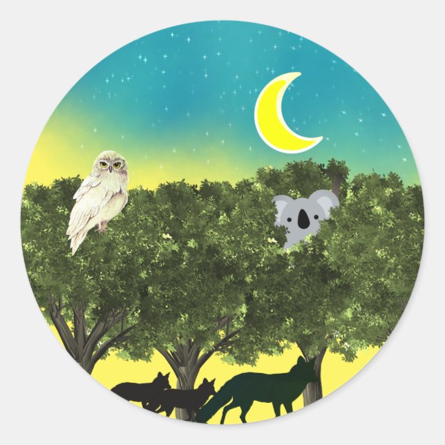 Safari Night Classic Round Sticker (Front)