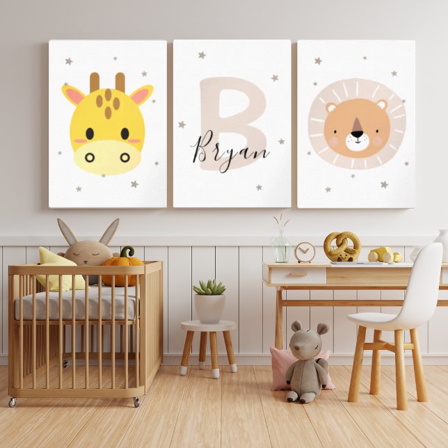 Safari Nursery Wall Art Set Giraffe Lion Custom (Creator Uploaded)