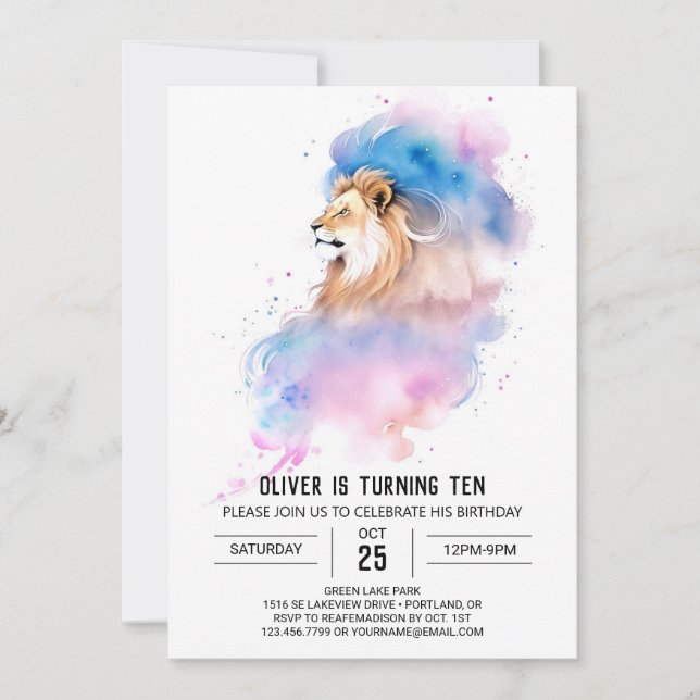 Safari Online Lion Birthday Invitation (Front)