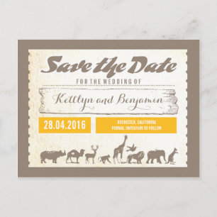 Safari or Zoo Wildlife Save the Date Postcards