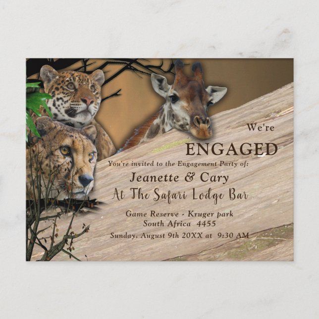 Safari Outdoor Engagement Invitation Postcard (Front)