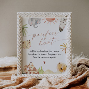 SAFARI Pacifier Hunt Baby Shower Game Sign