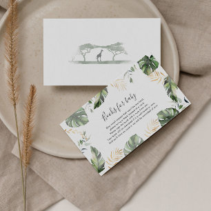 Safari Palm Leaves Baby Shower Books Request Enclosure Card