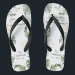 Safari Palm Leaves Honeymoon Botanical Script Mrs Thongs<br><div class="desc">Wild,  calm,  and elegant wedding gift for the honeymoon couple featuring a giraffe,  gold effect and green leaves. Perfect for wedding gifts or other special occasions</div>