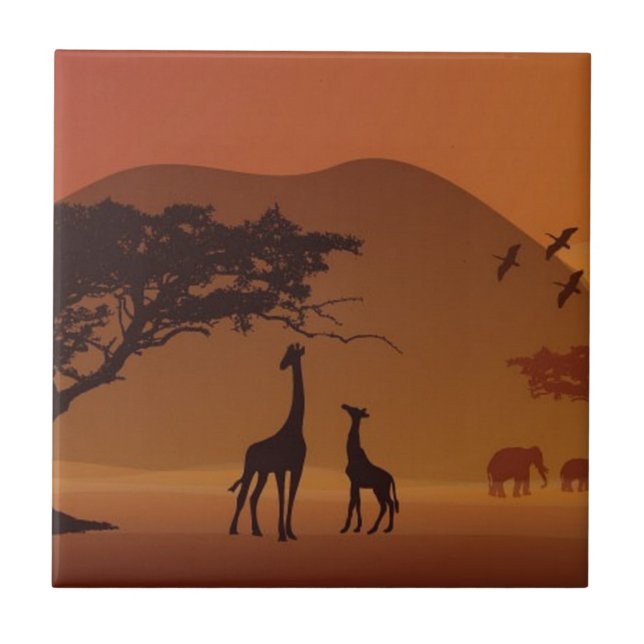 Safari park ceramic tile (Front)
