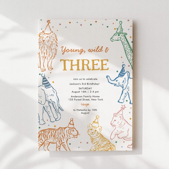 Safari Party 3rd Animals Birthday Invitation (Creator Uploaded)