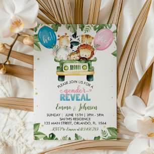 Safari Party Animal Gender Reveal Invitation