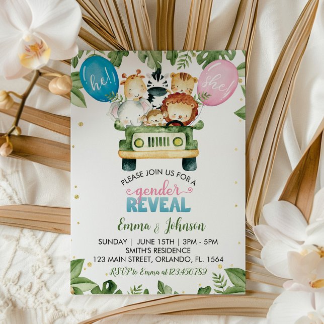 Safari Party Animal Gender Reveal Invitation (Creator Uploaded)