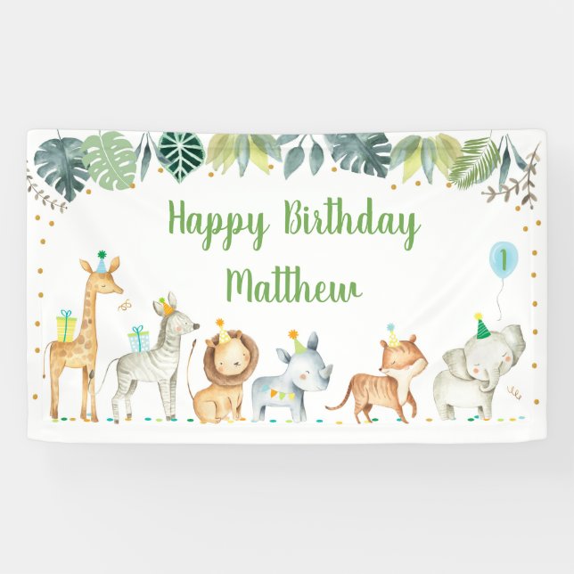 Safari Party Animal Jungle Birthday Banner (Horizontal)