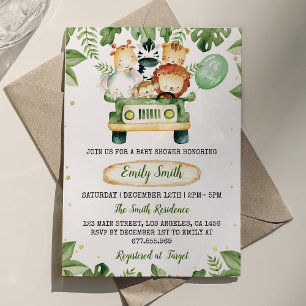 Safari Party Animals Baby Shower Invitation