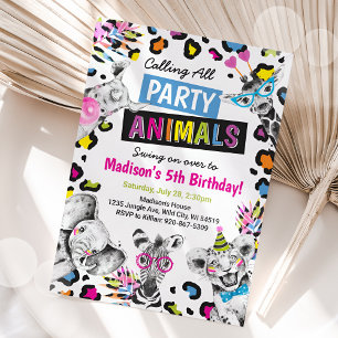 Safari Party Animals Birthday Leopard Print Invitation
