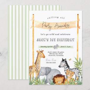 Safari Party Animals Birthday Party Invitation