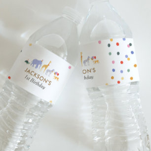 Safari Party Animals Birthday Water Bottle Label