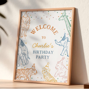 Safari Party Animals Birthday Welcome Poster