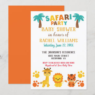 Safari Party Gender Neutral Baby Shower Invitation