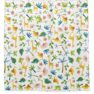 Safari pattern giraffe cute jungle kids orange shower curtain