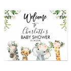 Safari Pink Floral Baby Shower Welcome Poster