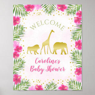 Safari Pink Gold Girl Baby Shower Decor Welcome