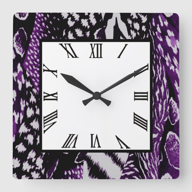 Safari Purple Square Wall Clock (Front)
