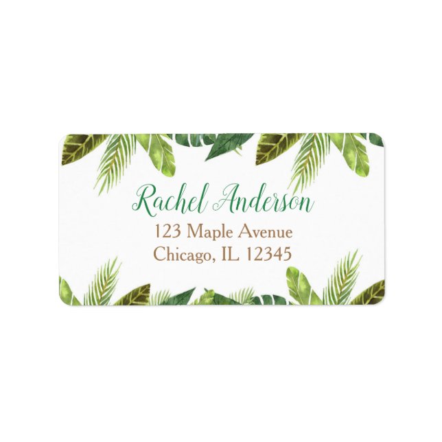 safari return address labels, green palms label (Front)