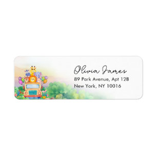Safari Ride with Greenery 1st Birthday  Return Address Label
