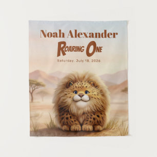 Safari Roaring One Fluffy Leopard Birthday Party Tapestry