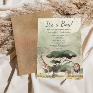 Safari Sahara Savanna Animals Baby Shower Invitation