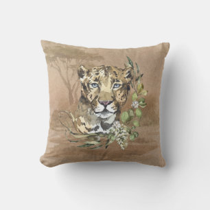 Safari Savanna Sahara Leopard Blue Eyes Cushion