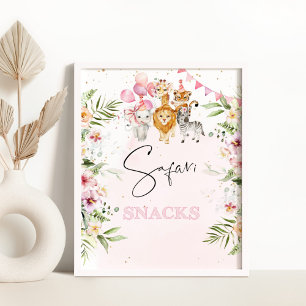 Safari snacks birthday food table poster