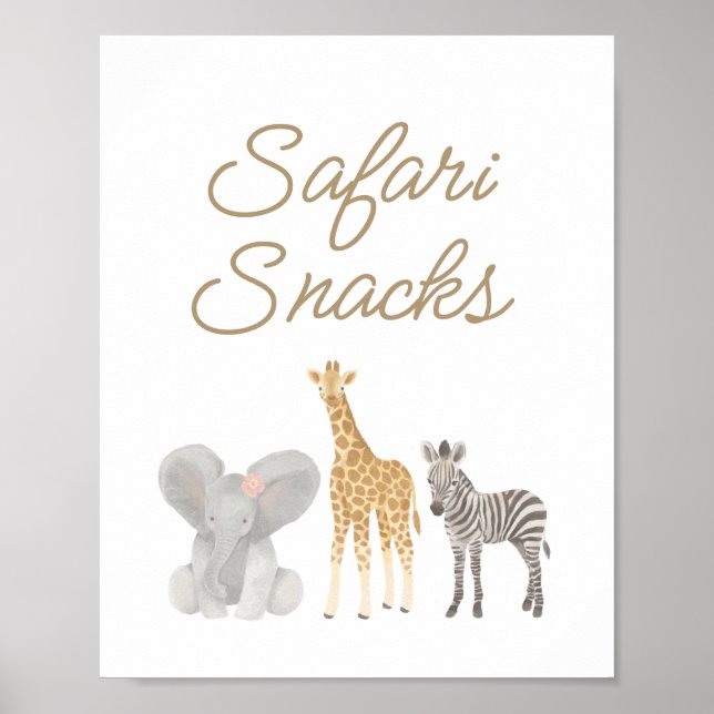 Safari Snacks Birthday Party Table Sign (Front)