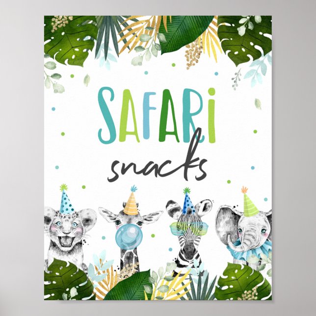 Safari Snacks Safari Party Animals Birthday Sign (Front)