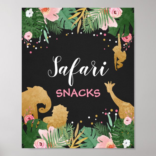 Safari snacks Sign Zoo Jungle Food table decor (Front)