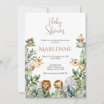 Safari Spanish Baby Shower Girl invitation