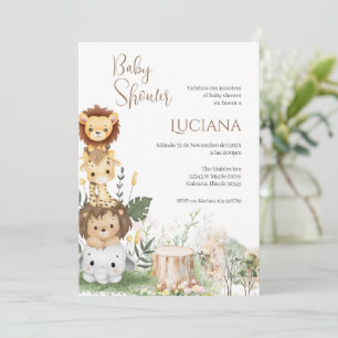 Safari Spanish Baby Shower Girl invitation