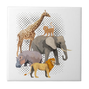 Safari Squad African Safari Animals Funny Zoo Anim Ceramic Tile