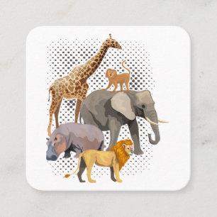 Safari Squad African Safari Animals Funny Zoo Anim Square Business Card