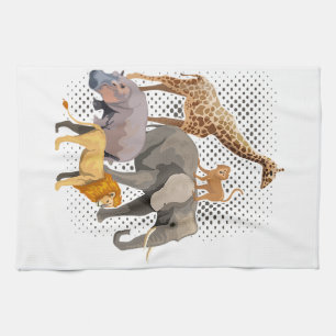 Safari Squad African Safari Animals Funny Zoo Anim Tea Towel