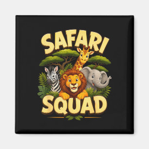 Safari squad cute zoo jungle animals crew design magnet