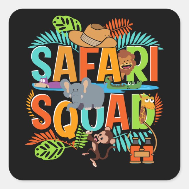 Safari Squad Zoo African Animals Square Sticker (Front)