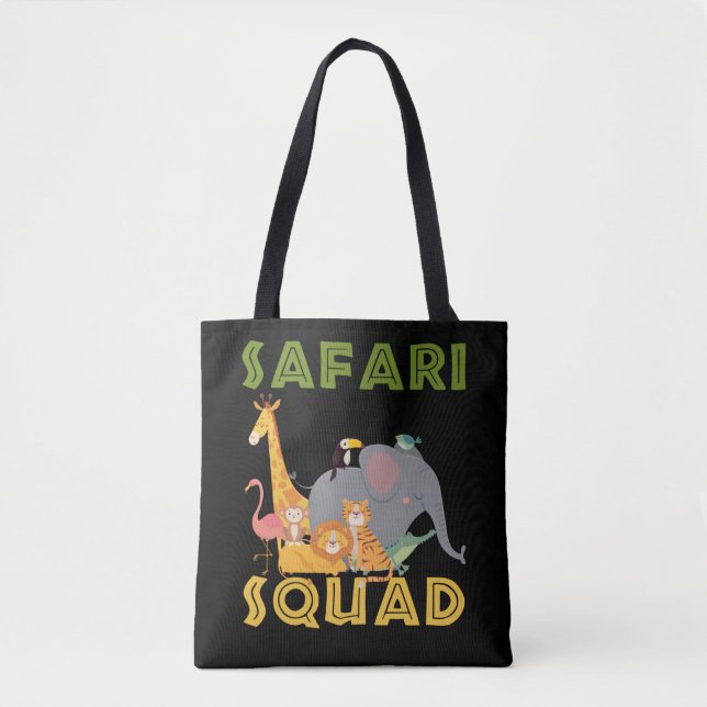 Safari Squad Zoo Animal Family Vacation Tote Bag (Front)