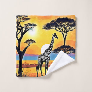 Safari Sunset: Giraffe's Embrace Bath Towel Set