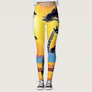 Safari Sunset: Giraffe's Embrace Leggings