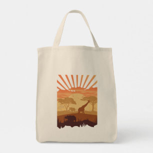 Safari Sunset Wildlife Silhouette Boho Nature Tote Bag