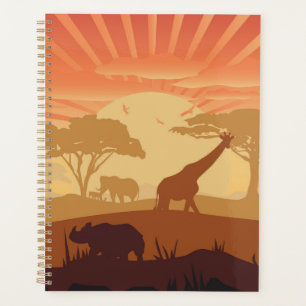 Safari Sunset Wildlife Silhouette Daily Planning Planner