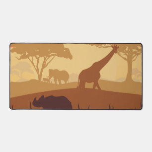 Safari Sunset Wildlife Silhouette Large Aesthetic Desk Mat