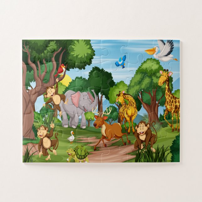 Safari Surprise: Colourful Forest Animals Jigsaw Puzzle (Horizontal)