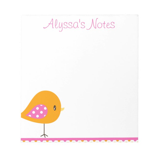 Safari Sweetness Birdie Notepad  5.5" x 6" (Front)