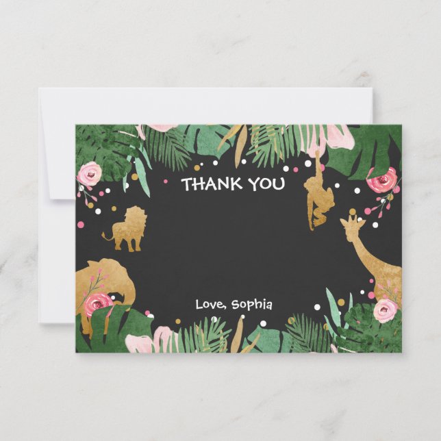 Safari Thank You card Wild animals Zoo Jungle (Front)